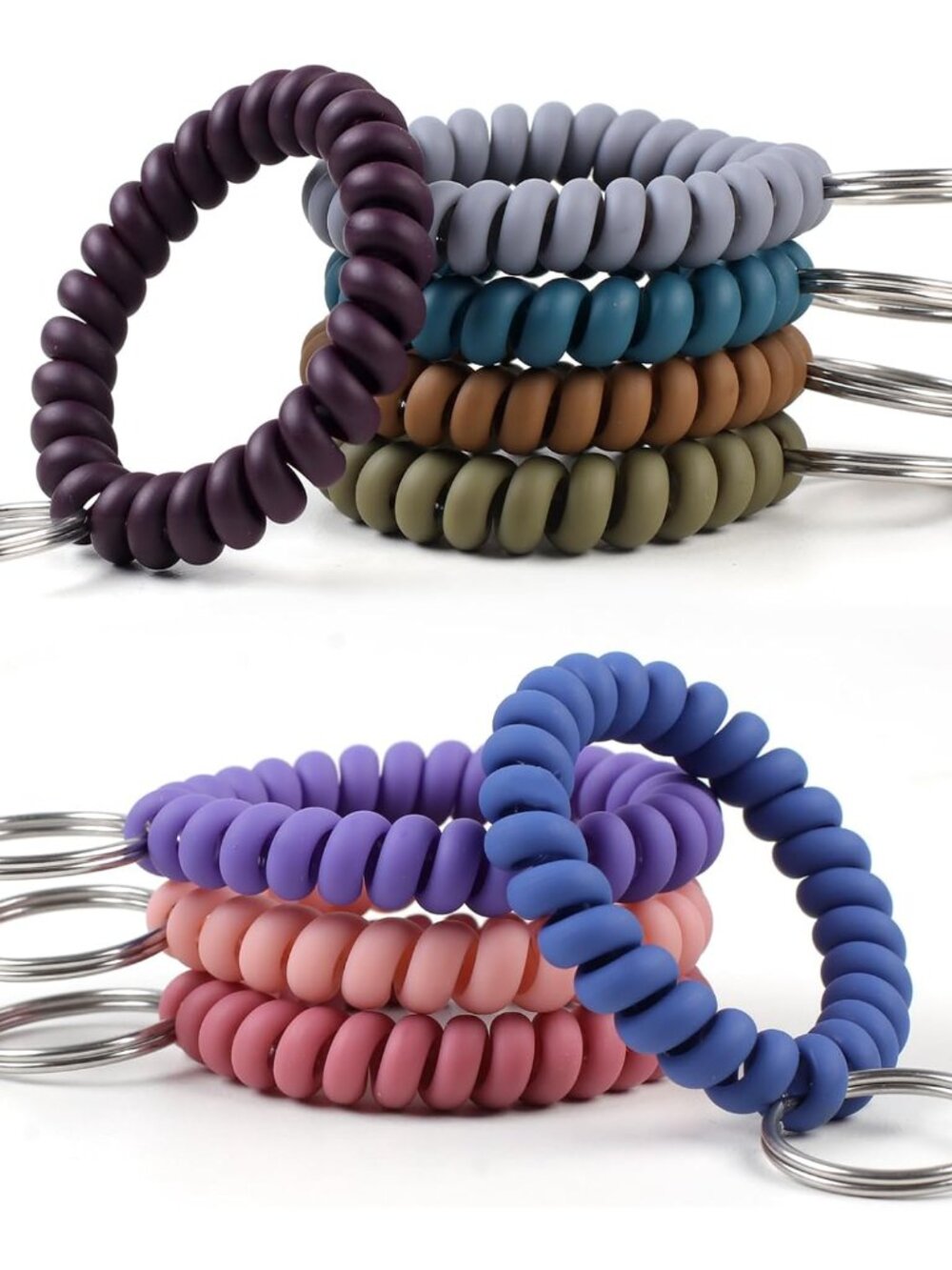 9 Colors Wrist Keychain, Key Chain Wristlet Retractable Spiral Coil, Key Wristle